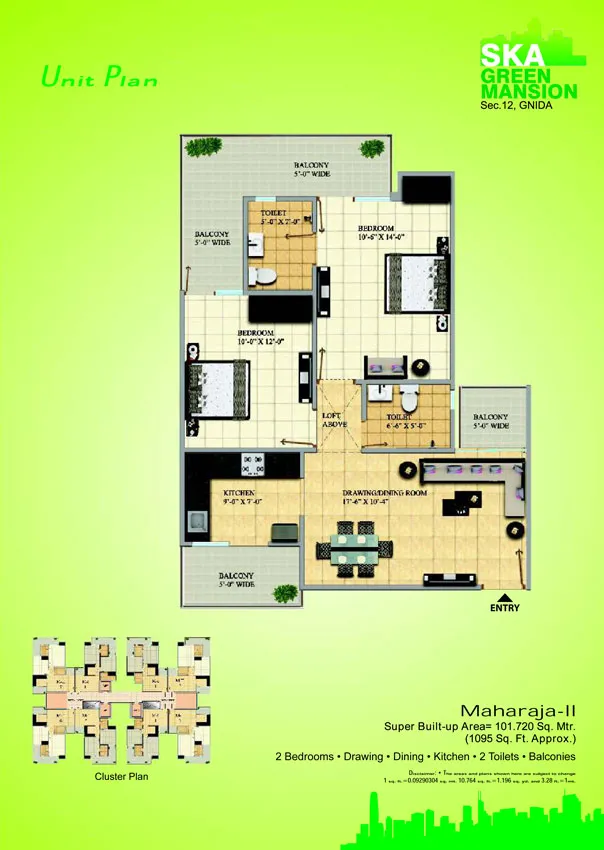 Ska Green Mansion 2bhk 1095 SQFT